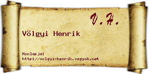 Völgyi Henrik névjegykártya